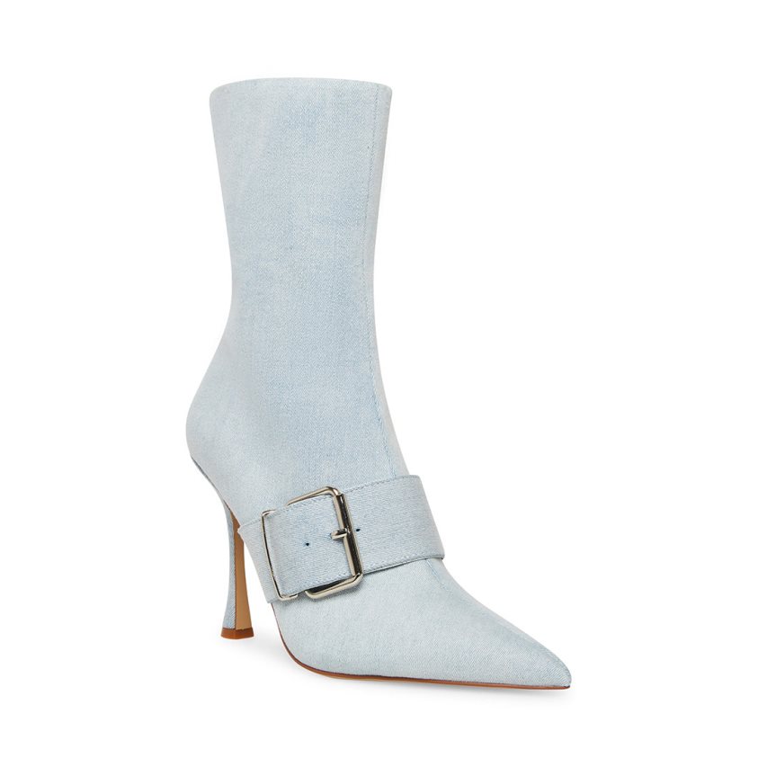 Blue Steve Madden Banter Denim Fabric Women's Heels | PH 2865USD